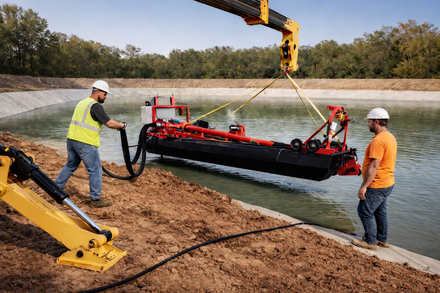 Lagoon dredging support for wastewater ponds