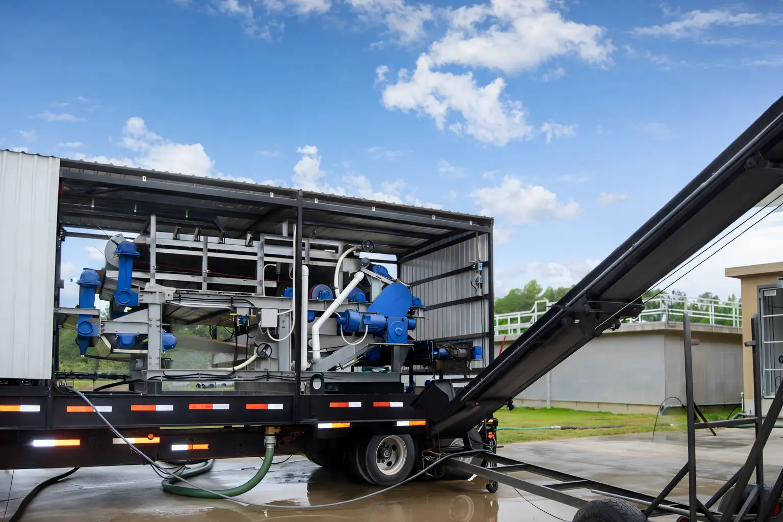 On-site sludge dewatering operations with a belt press