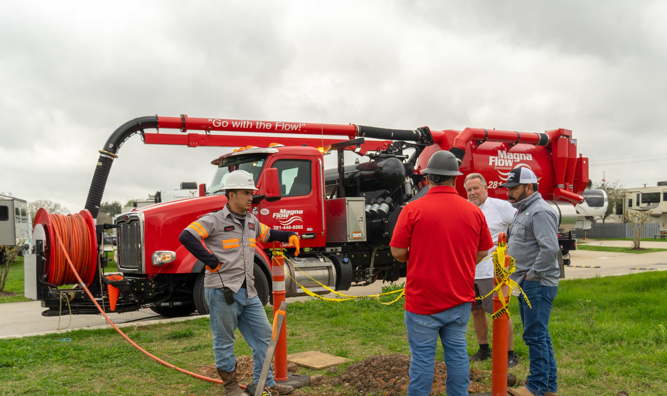 Combo truck staged for maintenance and emergency response