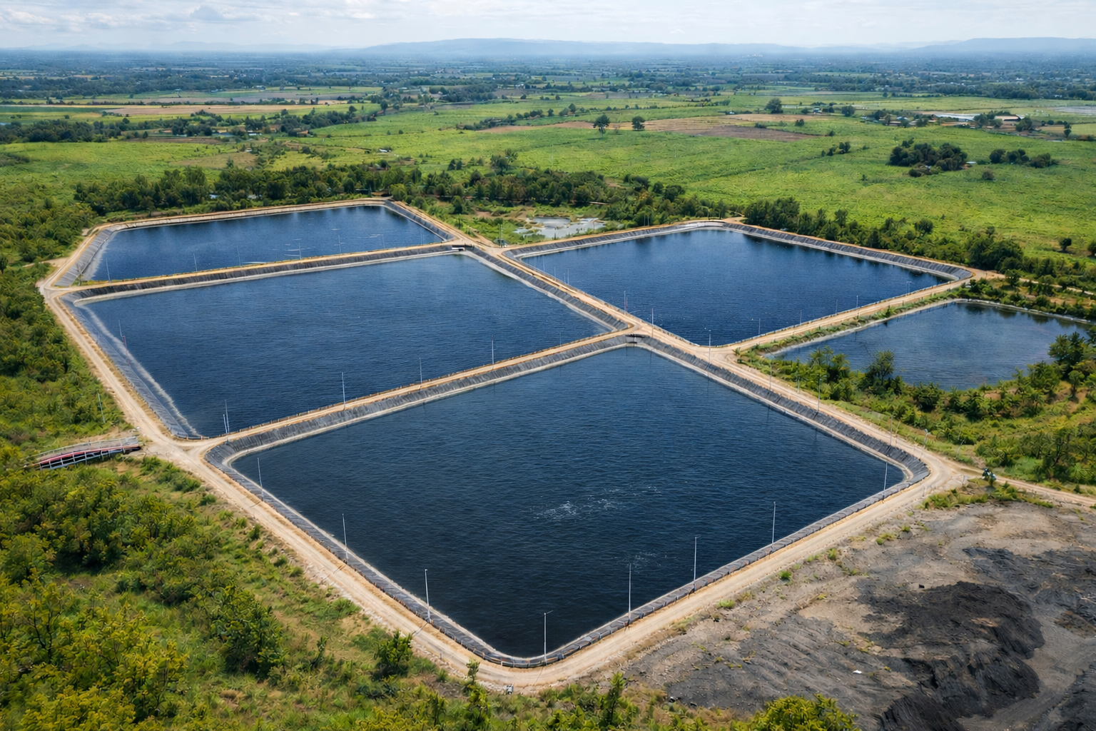 Wastewater lagoon from above