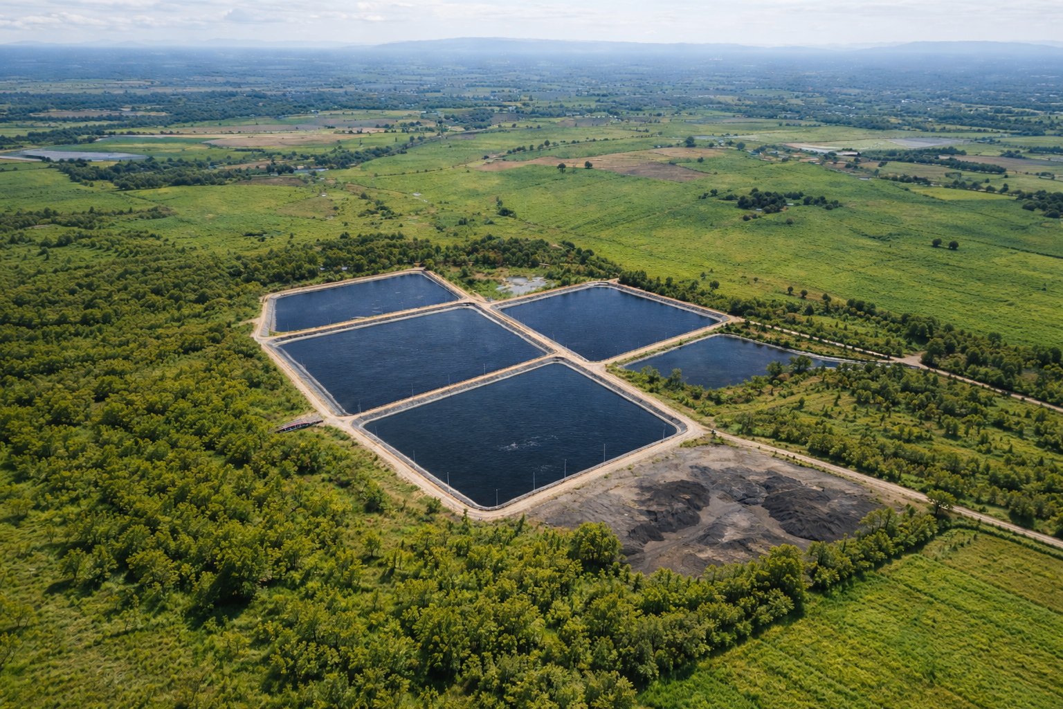 Wastewater lagoon from above